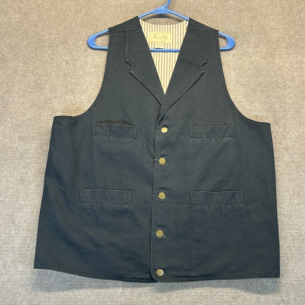 Scully Canvas Vest Men's LT Large TALL Button Up Four Pocket Waist Coat Western